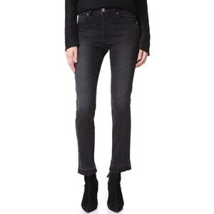Anine Bing Open Hem High Waisted Straight Jeans Size 29 Button Fly Charcoa